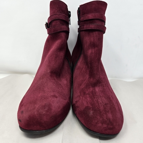 Paul Green Women's Suede Burgundy Ankle Boots Sz 5.5 =8 - Picture 2 of 16